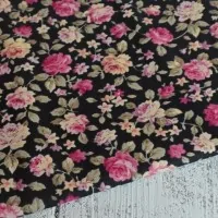 Ткань для пэчворка Винтажные розы чёрный хлопок tp-0068/4