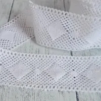 Кружево для рукоделия Белое широкое ромбы k-038