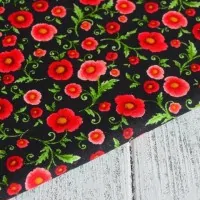 Ткань Маки на черном  tp-0081