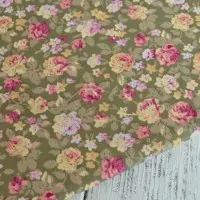 Ткань для пэчворка Винтажные розы зелёный хлопок tp-0068/5