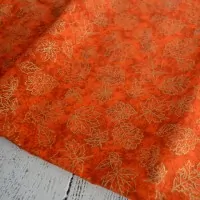 Ткань Золотые листья на оранжевом tp-0175 