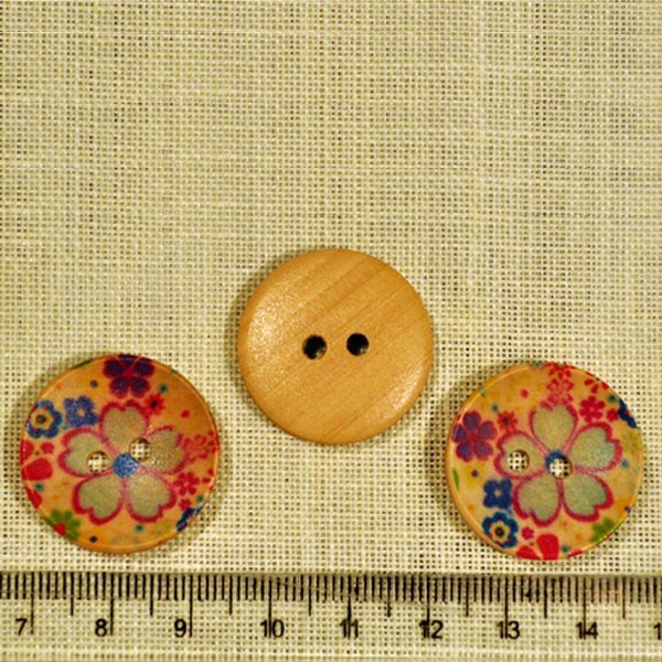 Пуговица круглая Цветы разноцветные pg-004/1 