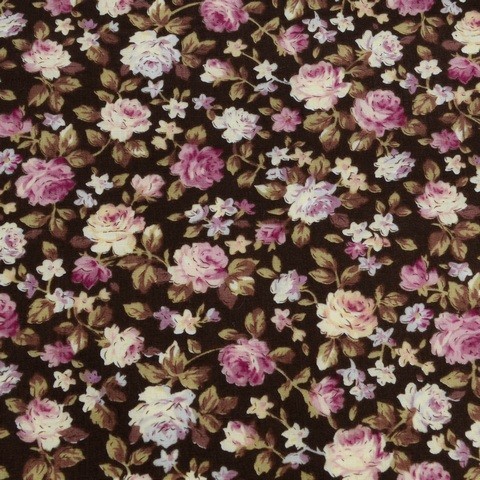 Ткань Винтажные розы коричневая  tp-0068/1 