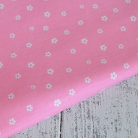 Ткань Розовая в белый цветочек tp-038