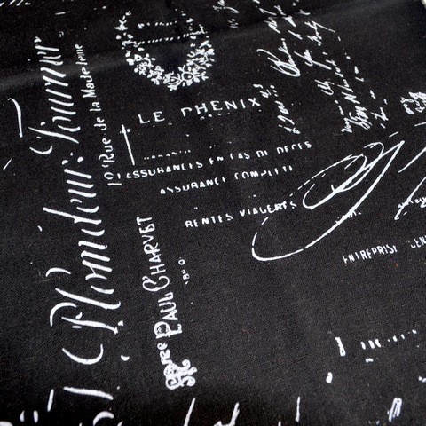 Ткань для пэчворка Надписи на черном хлопок/лен tp-0101 